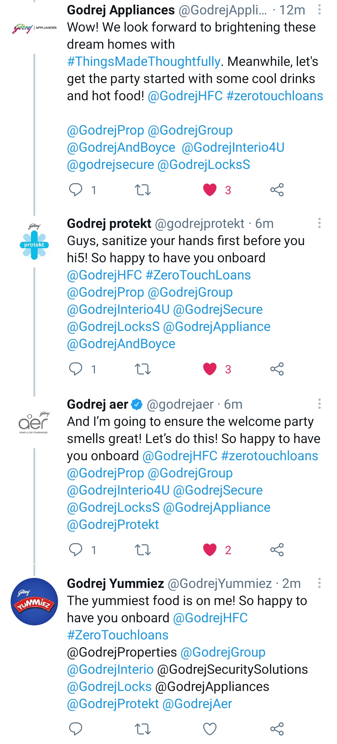 Godrej Group brands give their newest member, Godrej Housing Finance, a grand Twitter welcome